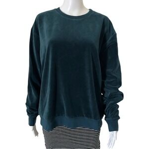 American Apparel Teal Velour Crewneck Sweater Size M
